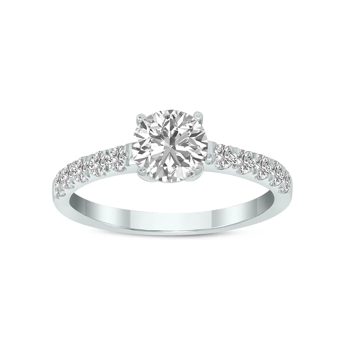 1 3/8 Carat Tw Round Lab Grown Diamond Engagement Ring In 14K White Gold