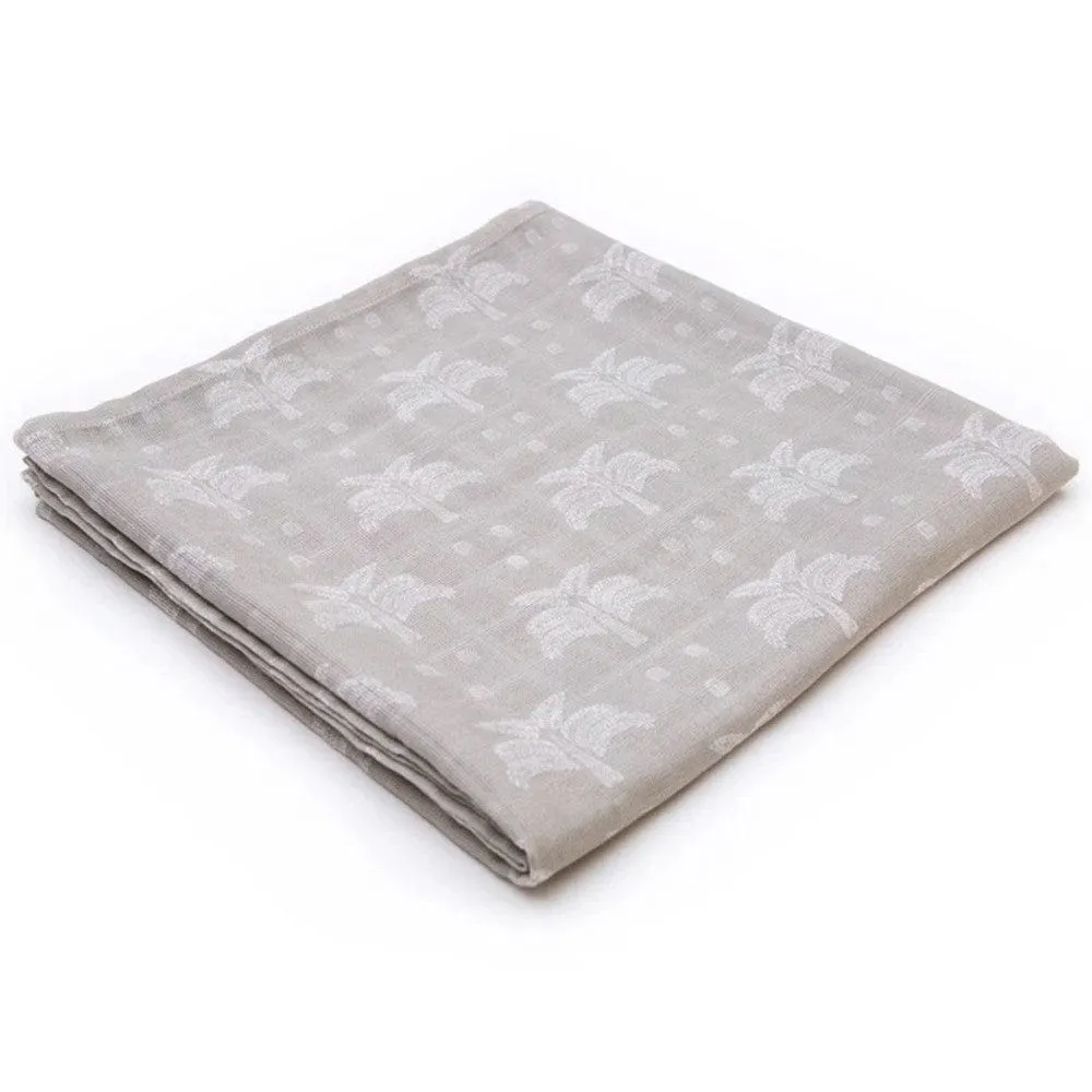 100% Organic Cotton Muslin Swaddle - Grey Palms & Pineapples