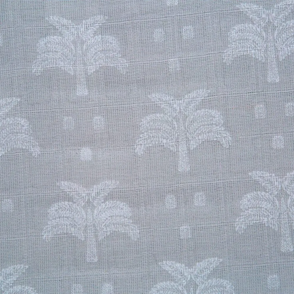 100% Organic Cotton Muslin Swaddle - Grey Palms & Pineapples