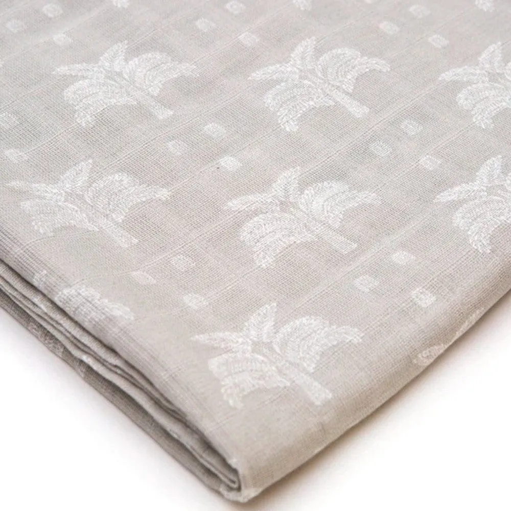 100% Organic Cotton Muslin Swaddle - Grey Palms & Pineapples