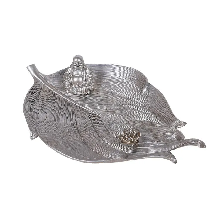 10.5" Silver Buddha Leaf Stick Incense Burner