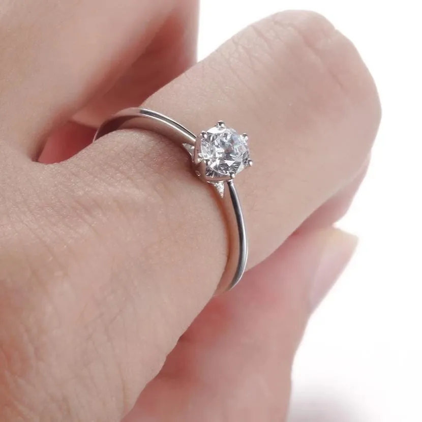 10k White Gold Solitiare Moissanite Engagement Ring .5 Carat