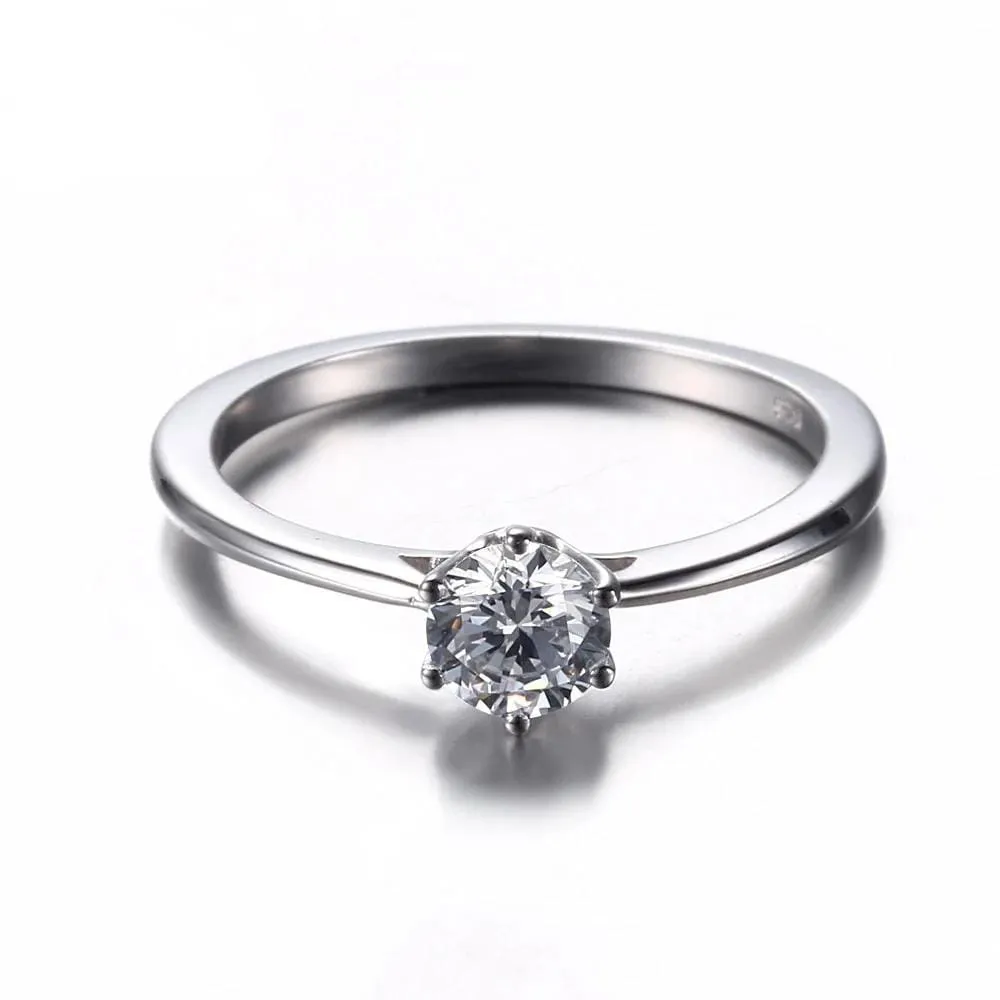 10k White Gold Solitiare Moissanite Engagement Ring .5 Carat