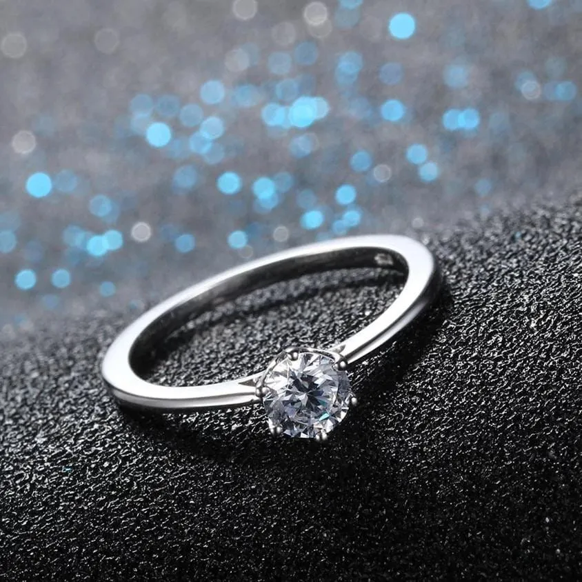 10k White Gold Solitiare Moissanite Engagement Ring .5 Carat