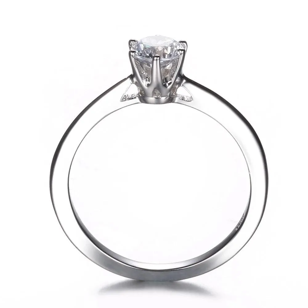 10k White Gold Solitiare Moissanite Engagement Ring .5 Carat