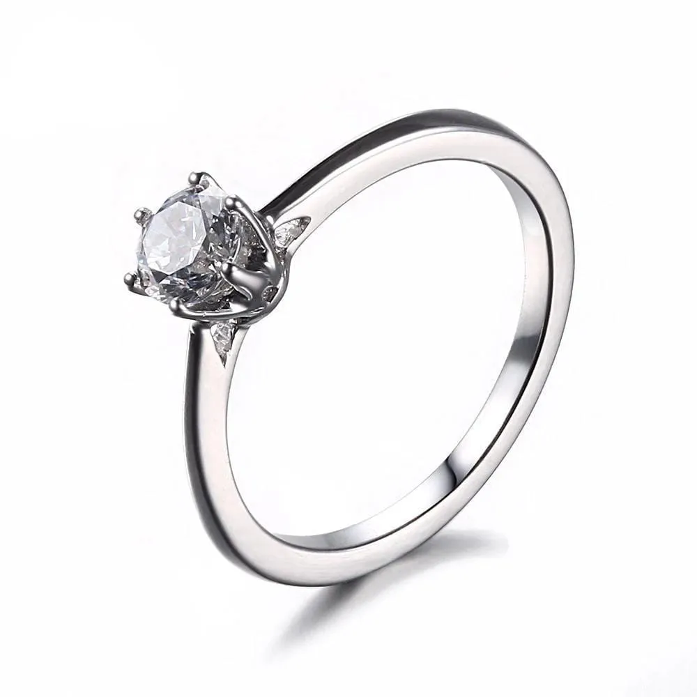 10k White Gold Solitiare Moissanite Engagement Ring .5 Carat