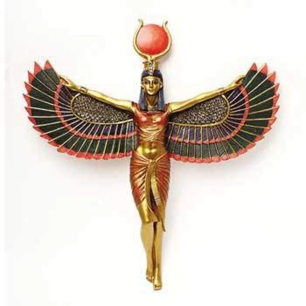 12.25" Open Wings Isis Wall Plaque Statue