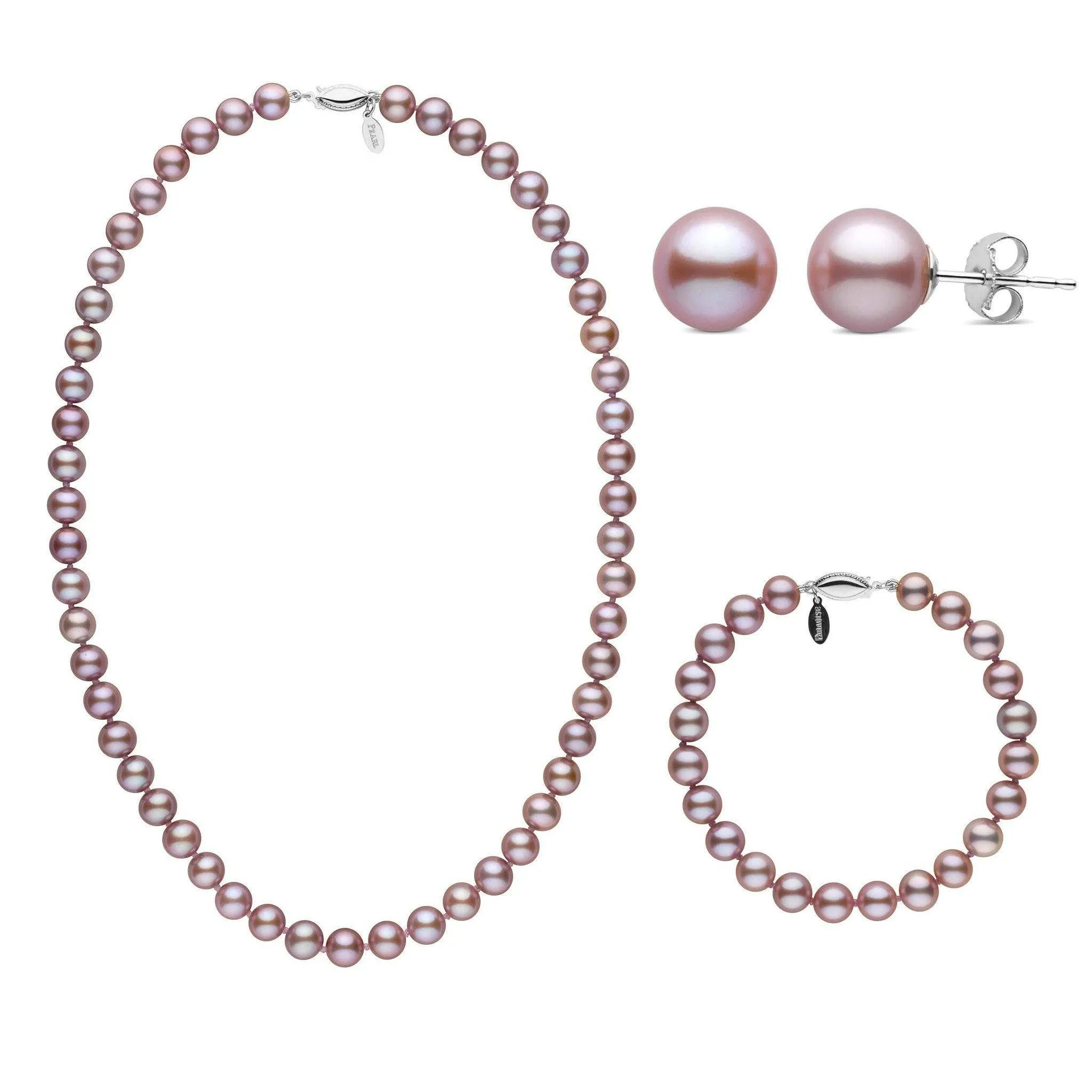 18 Inch 3 Piece 7.5-8.0 mm Lavender Freshadama Freshwater Pearl Set