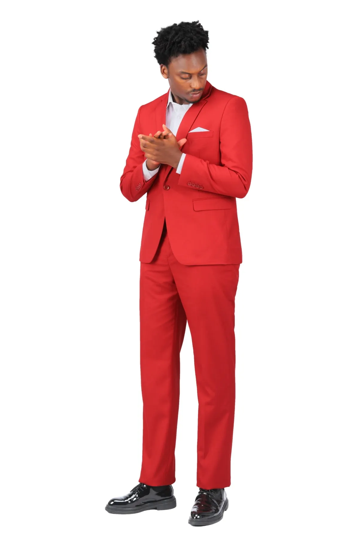 2-Piece Slim Fit Simple Designed Red Suit