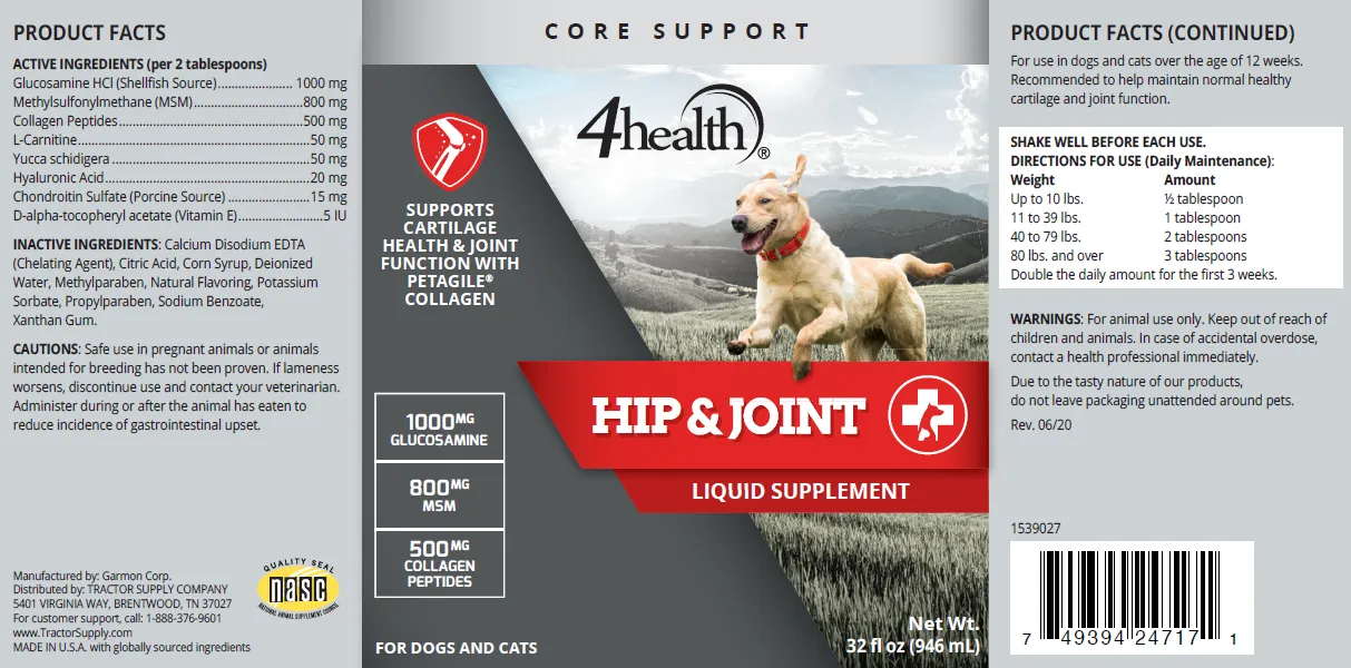 4health Hip and Joint Liquid Supplement for Dogs and Cats, 32 oz.