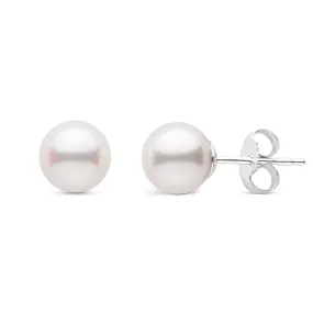 7.0-7.5 mm White Akoya AA  Pearl Stud Earrings