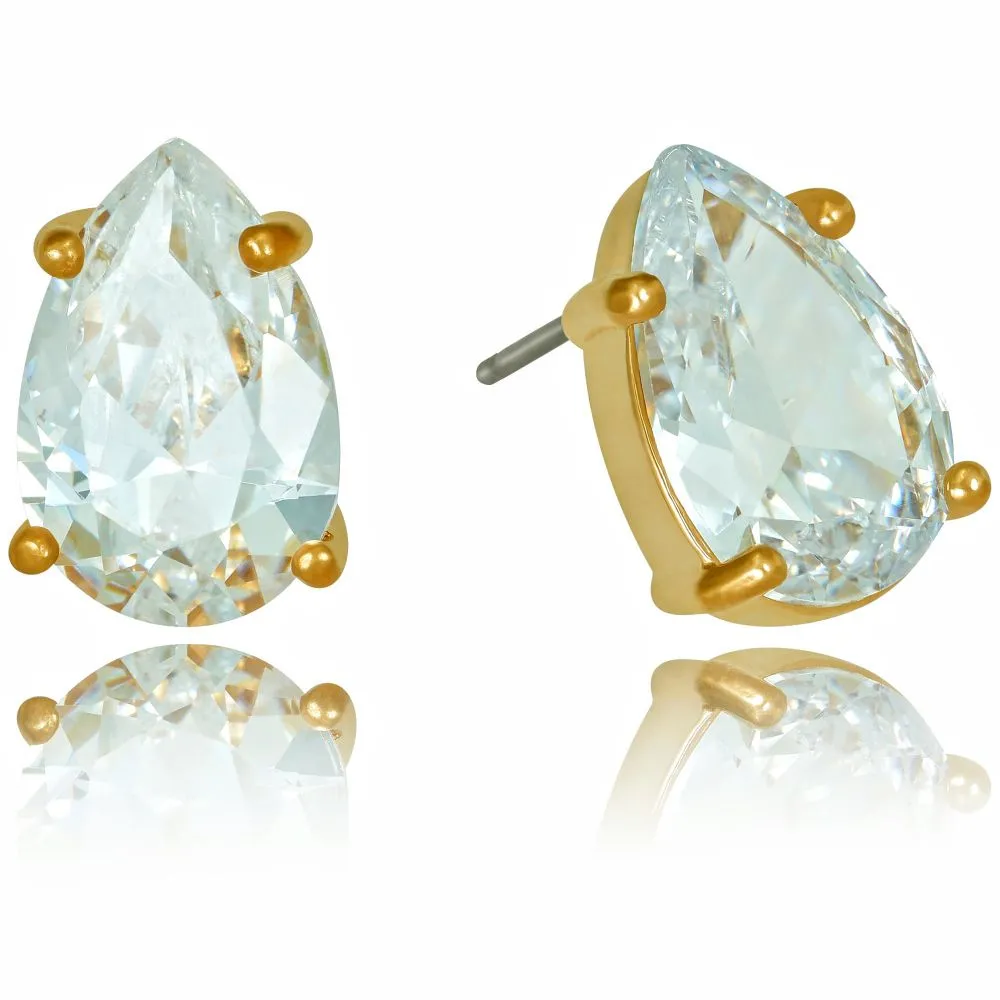 9mm Cubic Zirconia Teardrop Stud Earrings