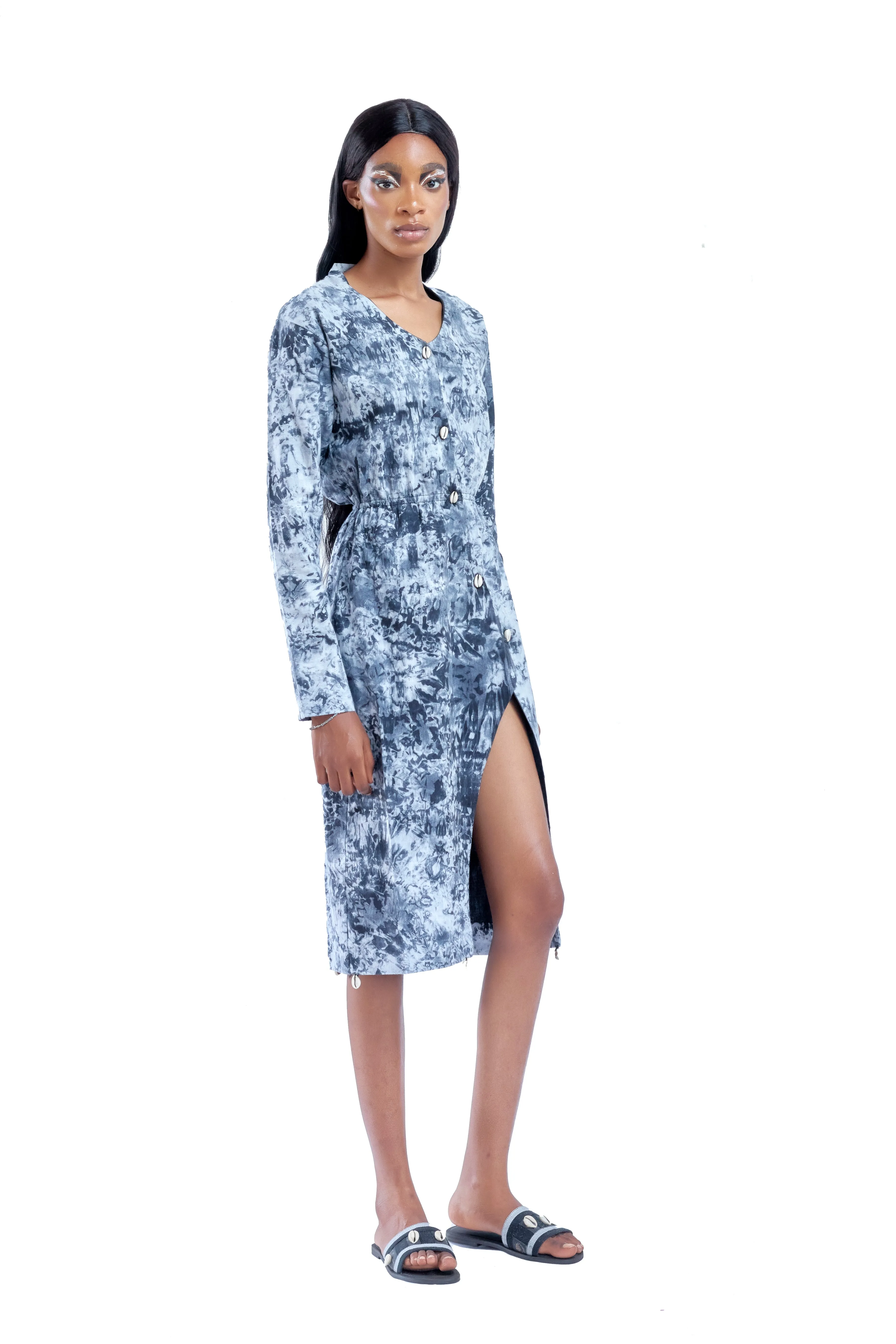 Ajike Mandarin Long Sleeves Dress