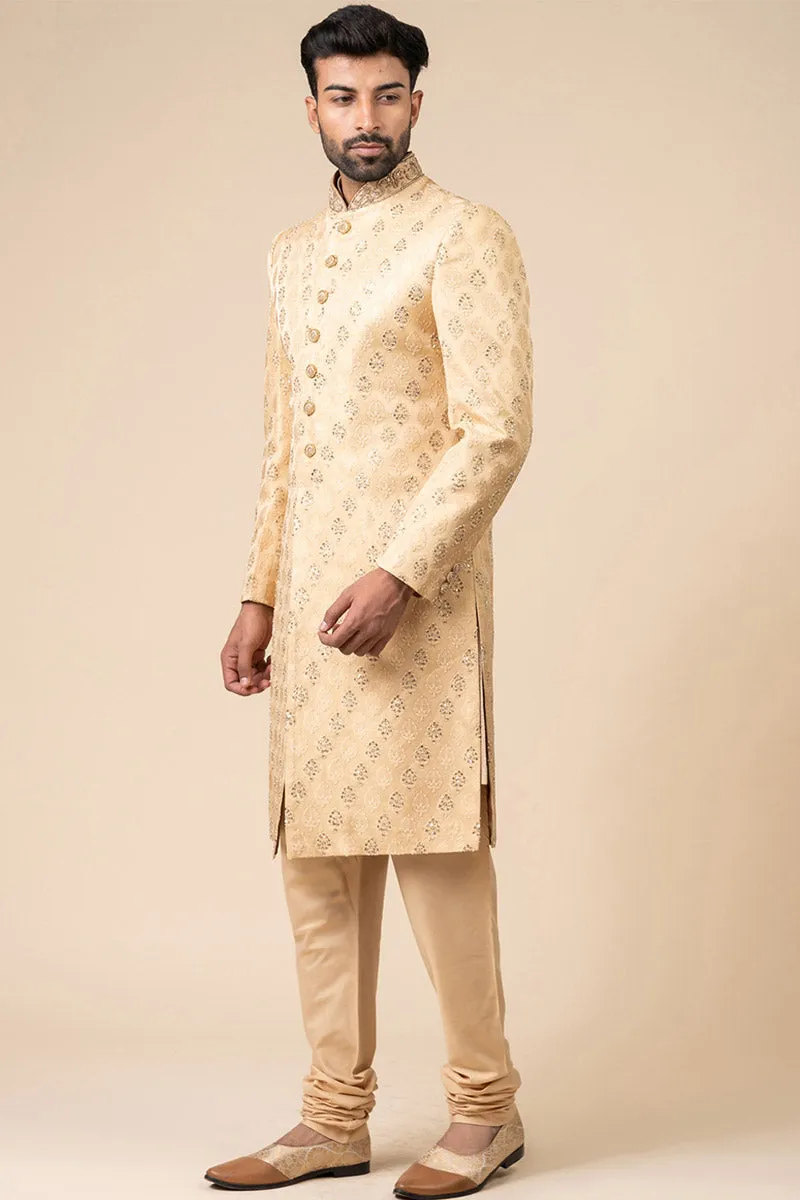 All Over Embroidered Sherwani In Brocade