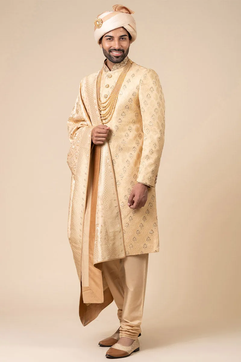 All Over Embroidered Sherwani In Brocade