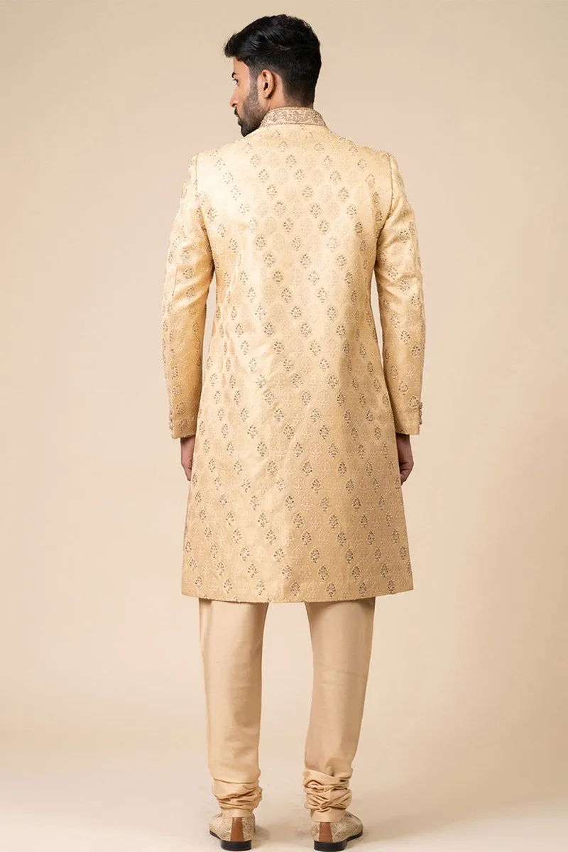 All Over Embroidered Sherwani In Brocade