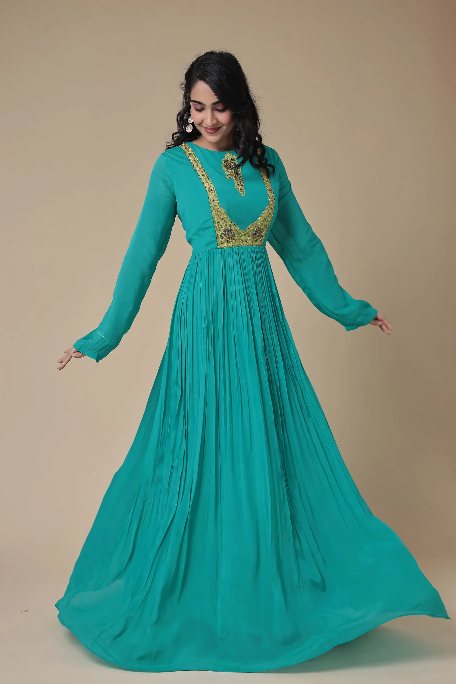 Anarkali Georgette Gown with Embroidered work