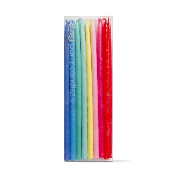 Assorted Mini Taper Candles Set of 24 - Multi