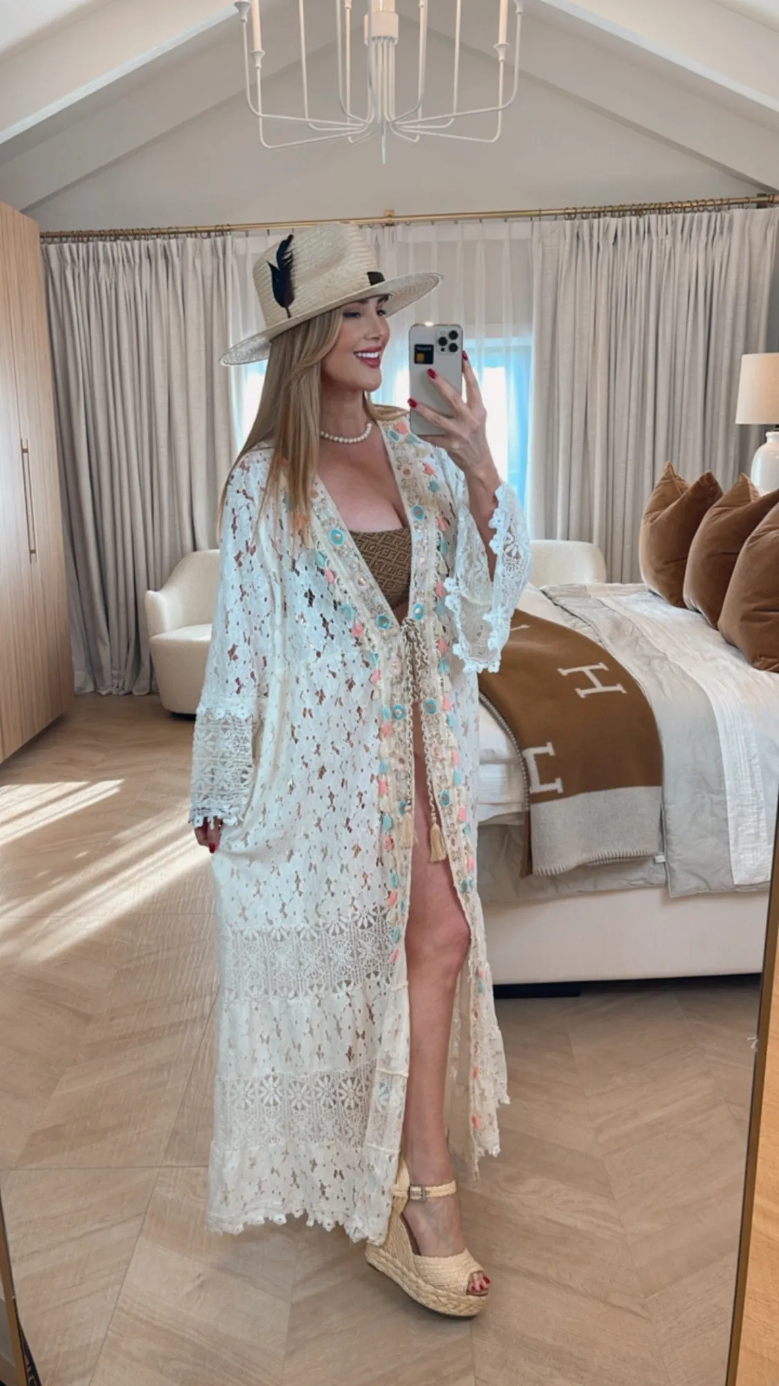 Astraea Resort Cover Up Kimono In Ivory