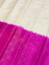 Attractive Cream Color Soft Silk Saree With Pink Colored Rich Pallu