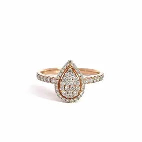 Baikalla 14k Rose Gold Pear Cluster Diamond Engagement Ring