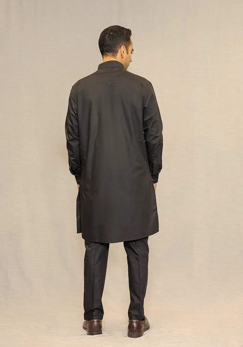 Basic Poly Viscose Maluki Priate Black Slim Fit Suit