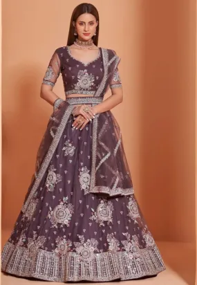 Beautiful Purple Colored Partywear Designer Lehenga Choli - Rent