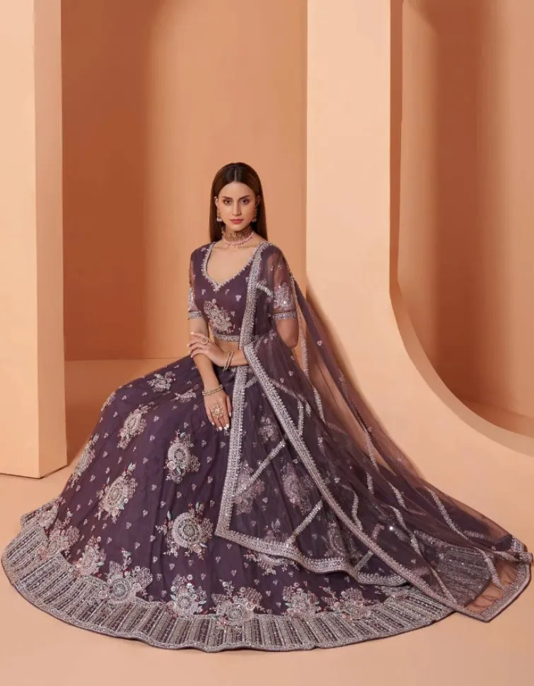 Beautiful Purple Colored Partywear Designer Lehenga Choli - Rent