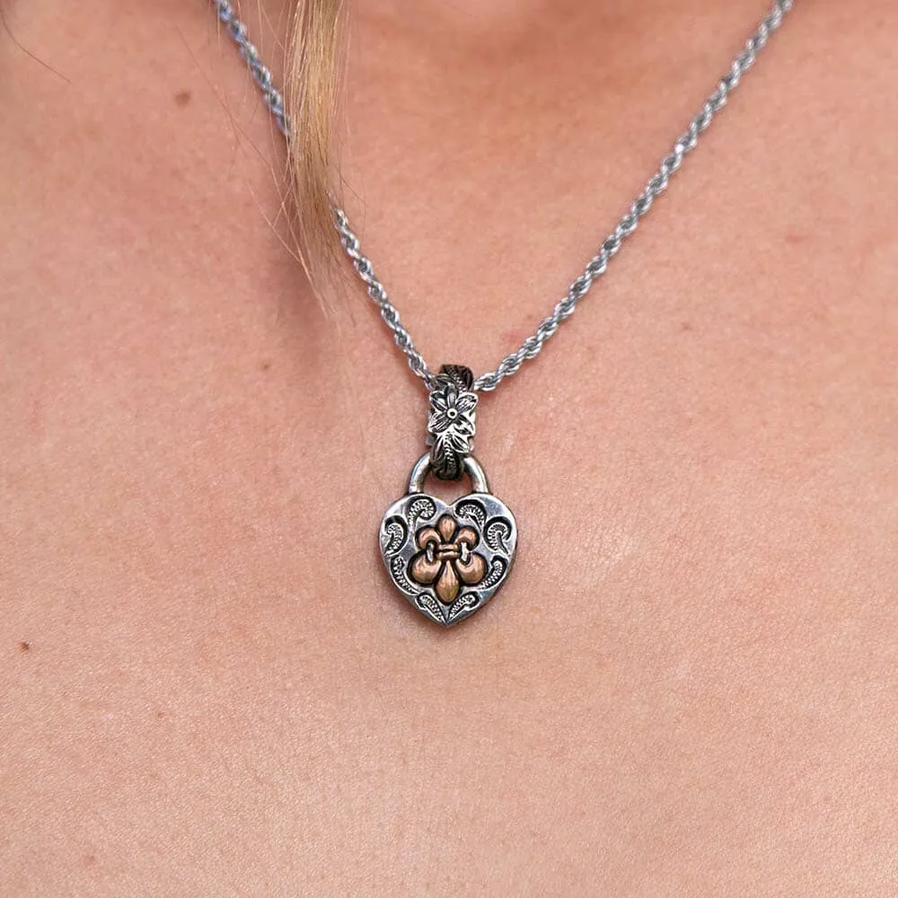 Black Fleur-de-Lis Heart Pendant