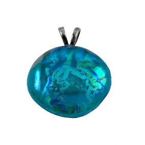 Blue Foil Dichroic & Sterling Silver Glass Pendant