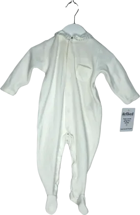 Bonpoint White Velor Sleepsuit With Embroidered Collar 3-6 Months