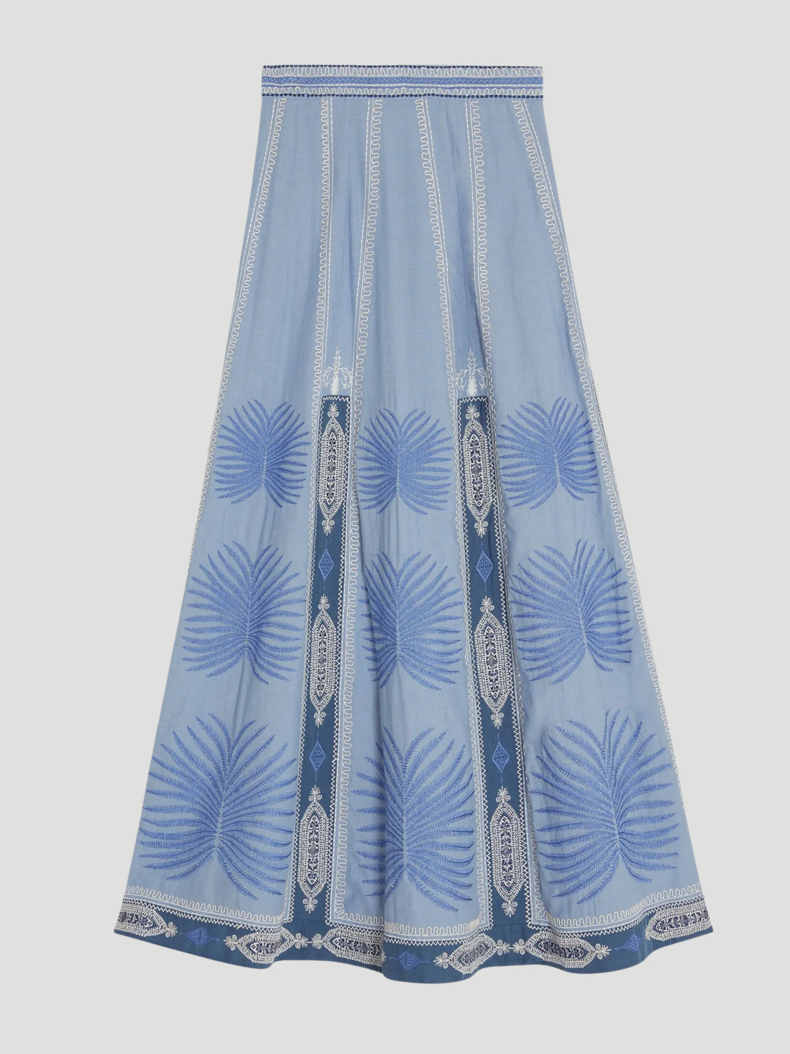 Camille Chios Embroidered Maxi Skirt