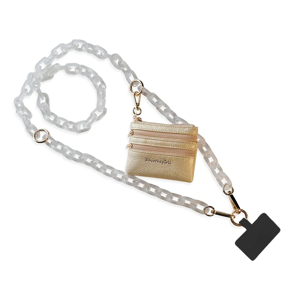 Clip & Go Ice Chain & Pouch-White/Gold