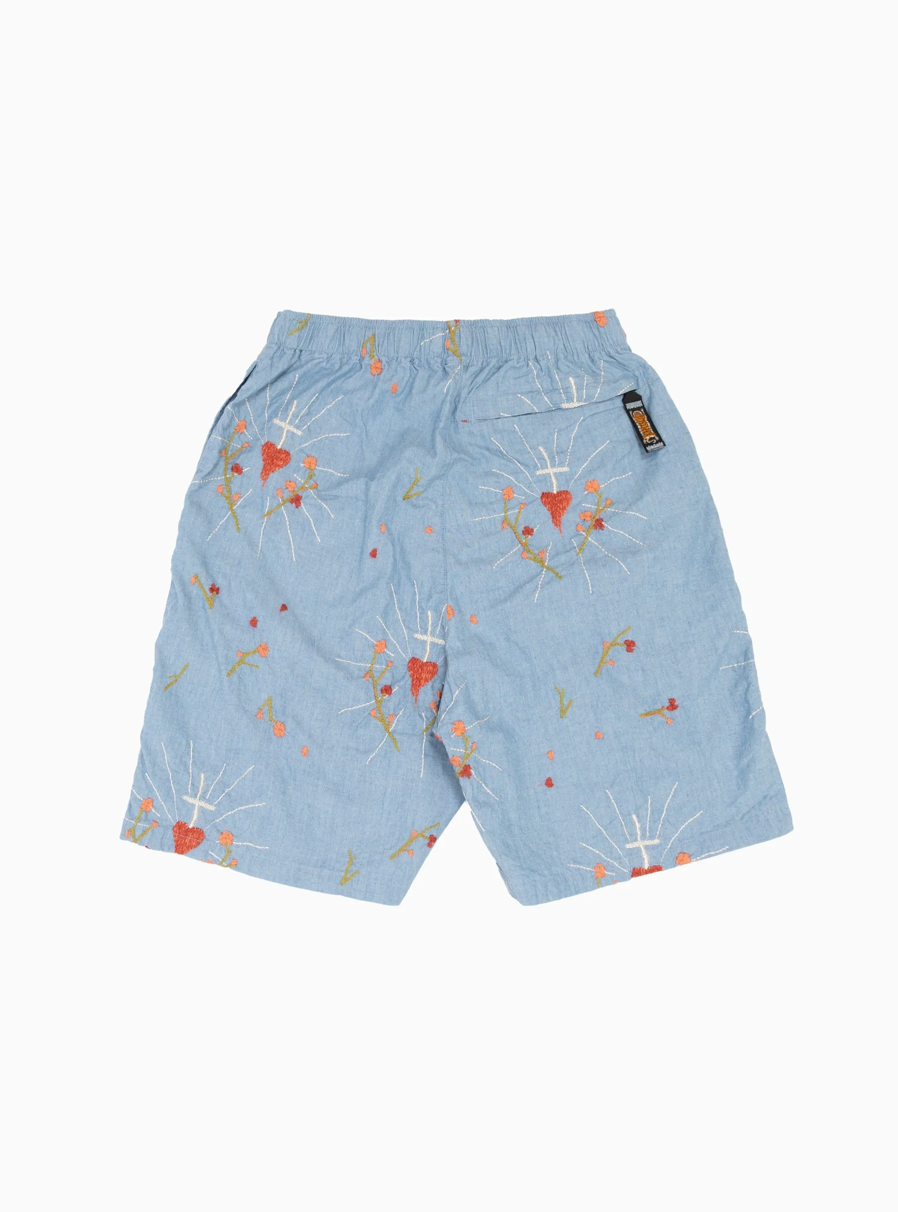 Corazon Embroidered Easy Shorts Blue