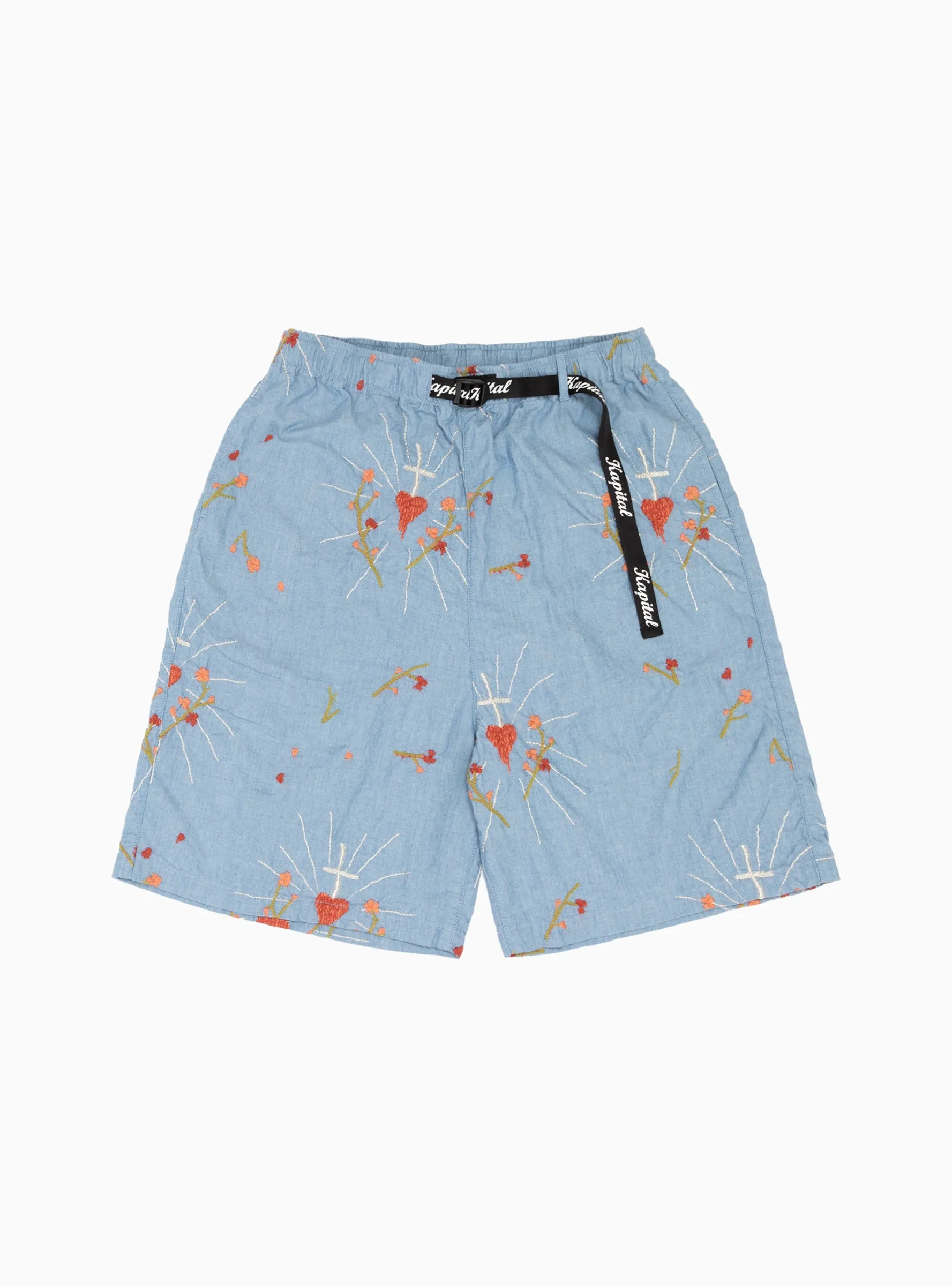 Corazon Embroidered Easy Shorts Blue