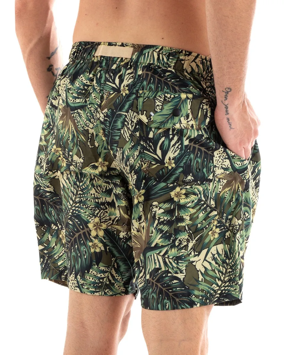 Costume Uomo Boxer Fantasia Floreale Elastico Verde Summer Casual GIOSAL-SU1198A