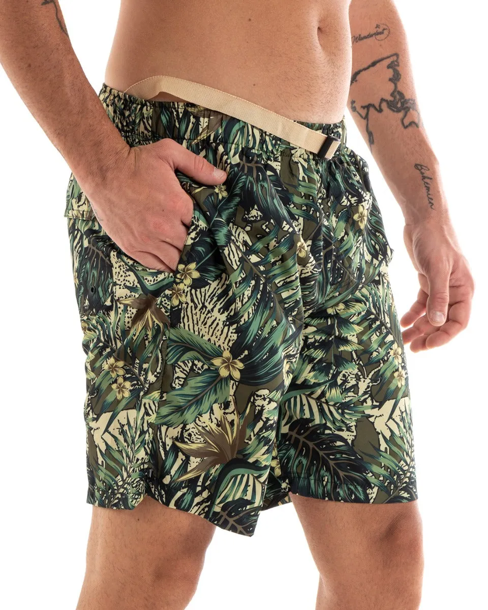 Costume Uomo Boxer Fantasia Floreale Elastico Verde Summer Casual GIOSAL-SU1198A