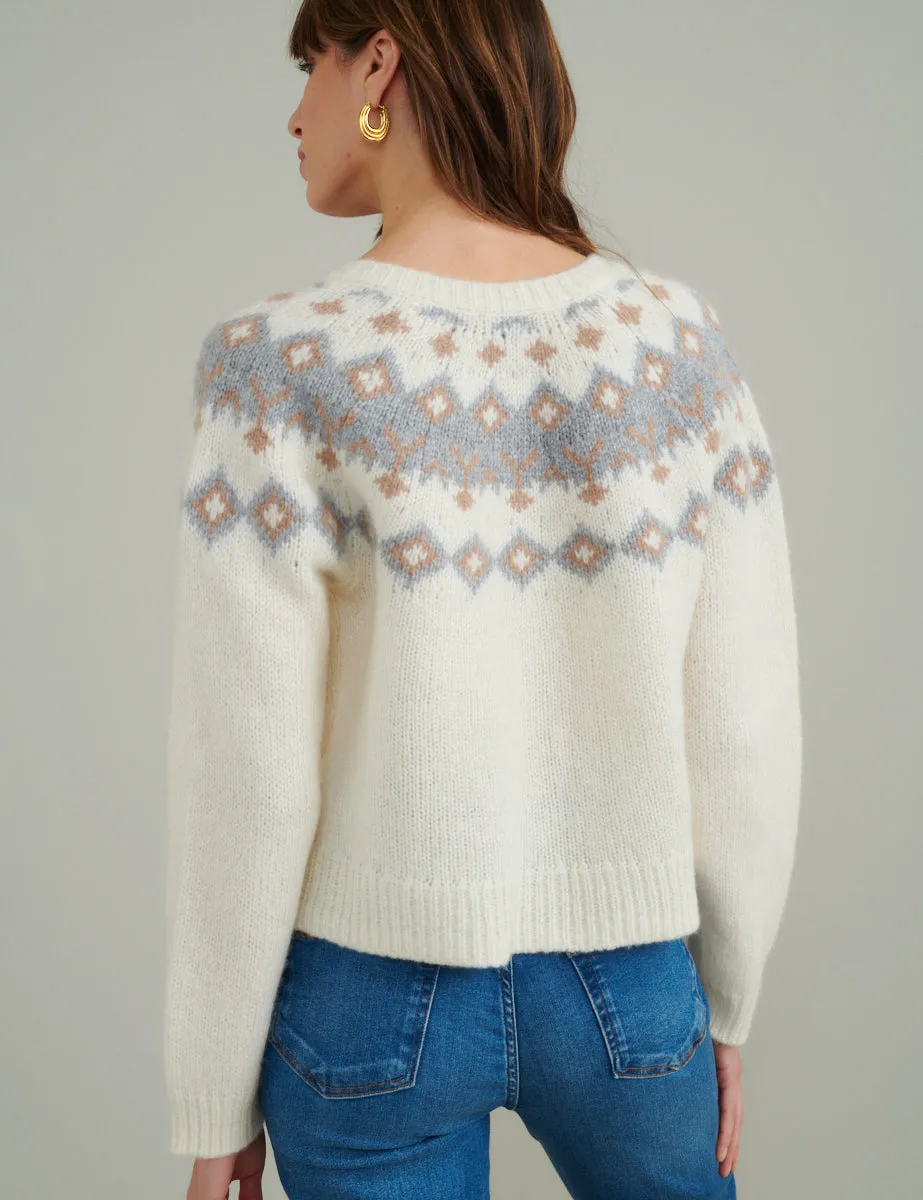 Cream Fair Isle Knitted Wool Cardigan