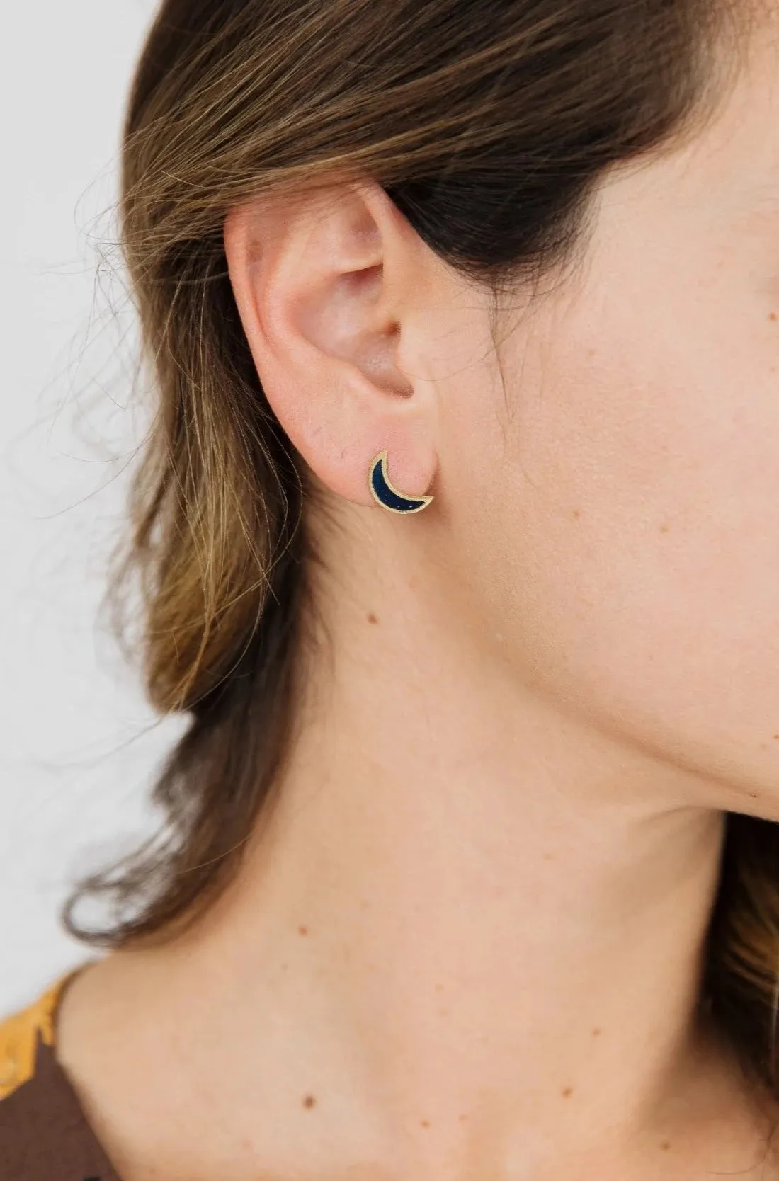 Crescent Moon Stud Earrings by Mata Traders