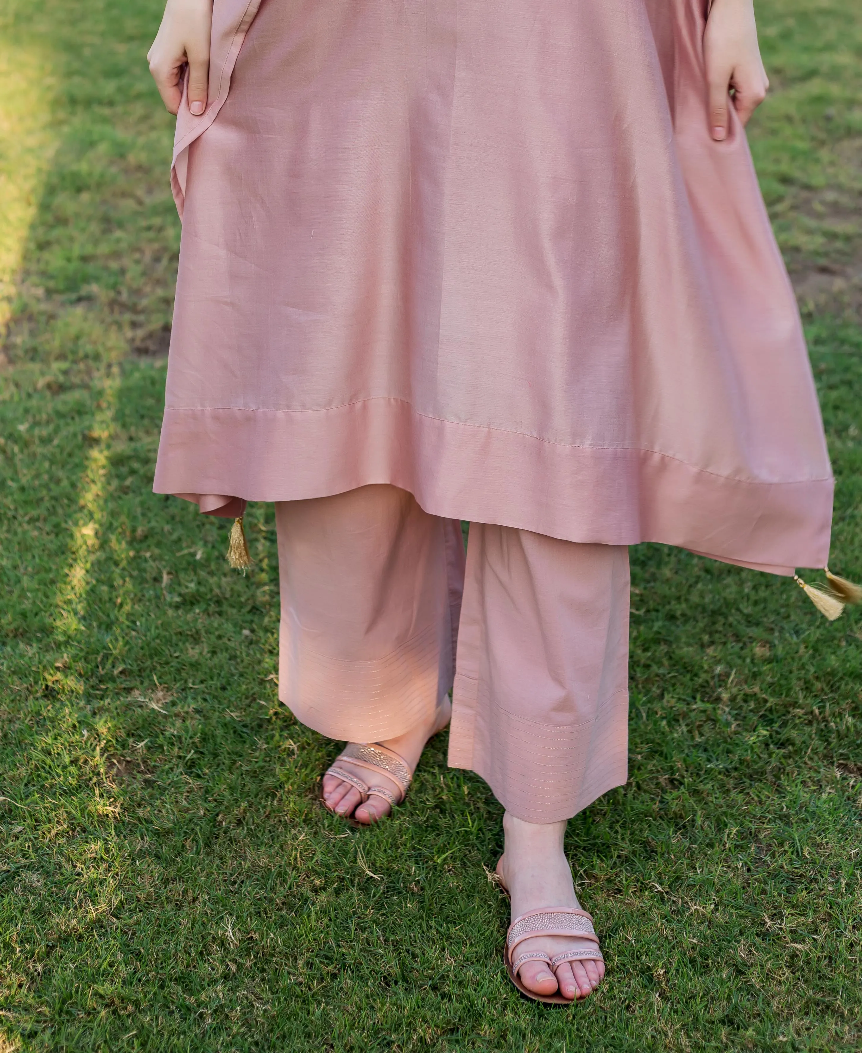 Dusty Pink Hand Embroidered Kaftan