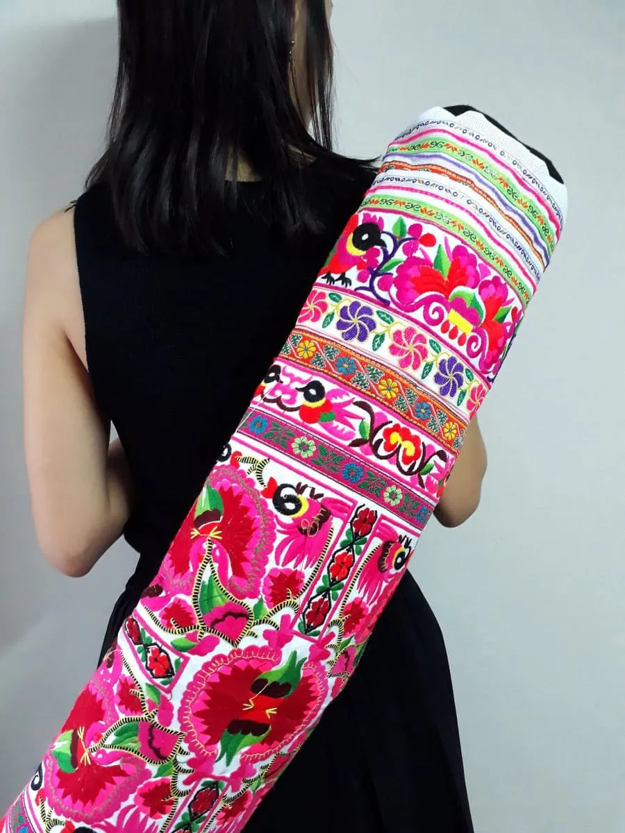 Embroidered Yoga Mat Carrier Bolster Bag