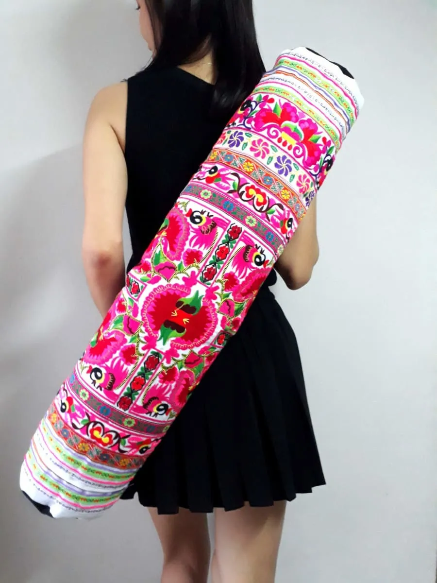 Embroidered Yoga Mat Carrier Bolster Bag