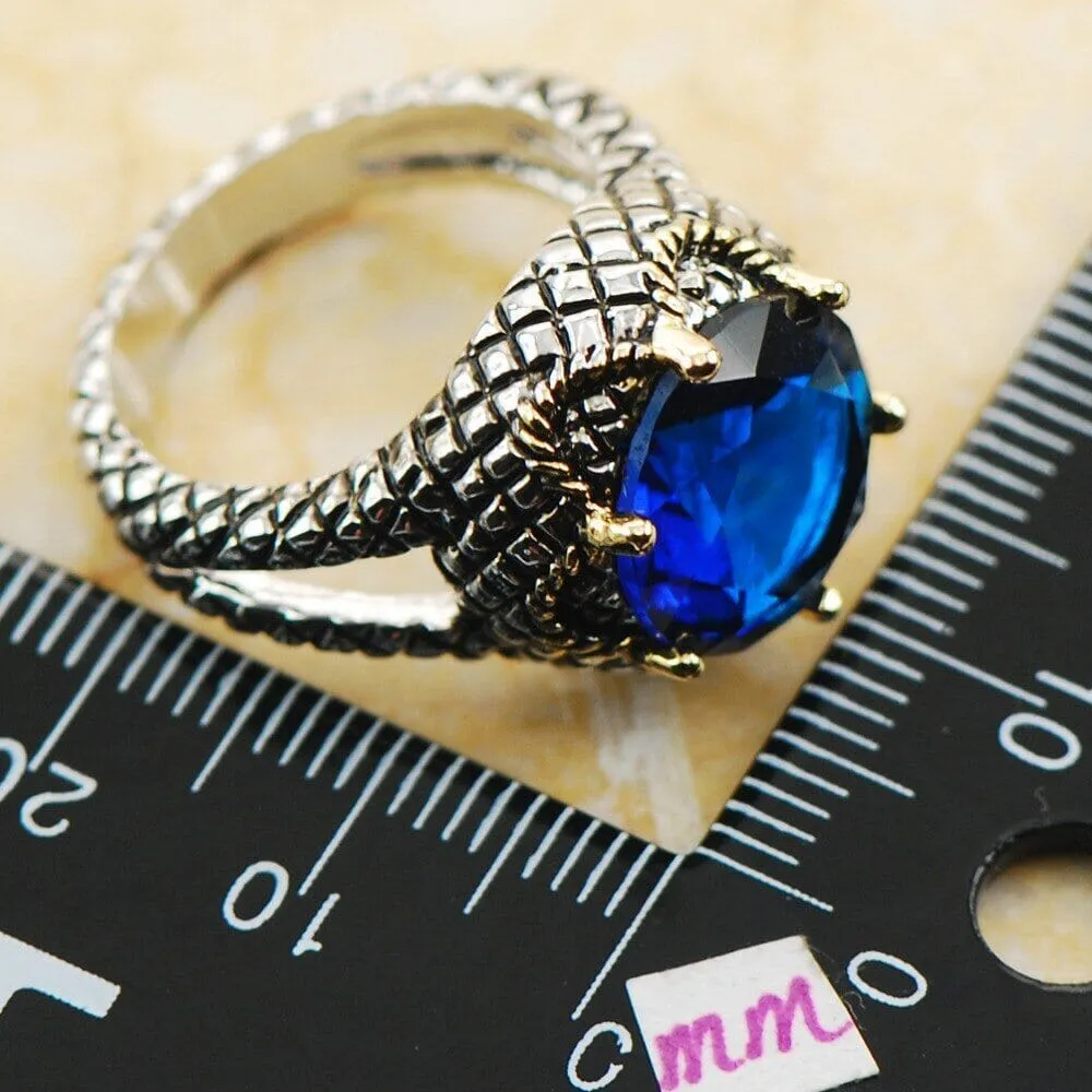 Fancy Blue CZ Sapphire Ring - 925 Sterling Silver