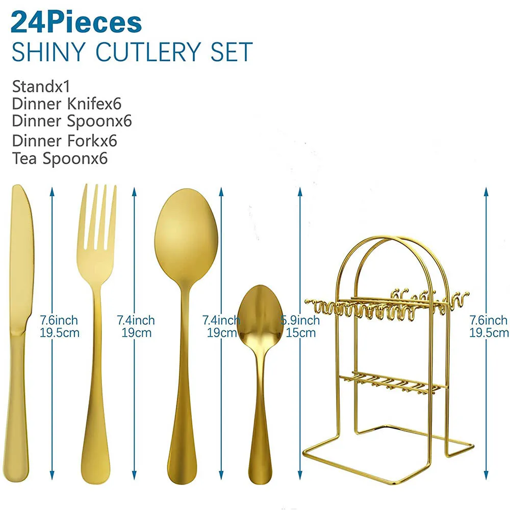 Flatware Set 24 Piece Cutlery With Stand