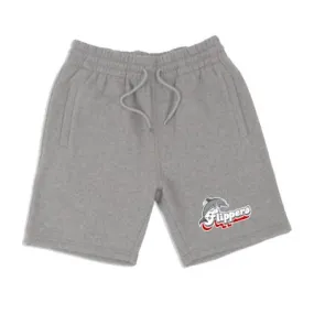 Flippers - Heather Grey Embroidered Fleece Shorts