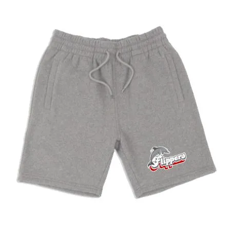 Flippers - Heather Grey Embroidered Fleece Shorts