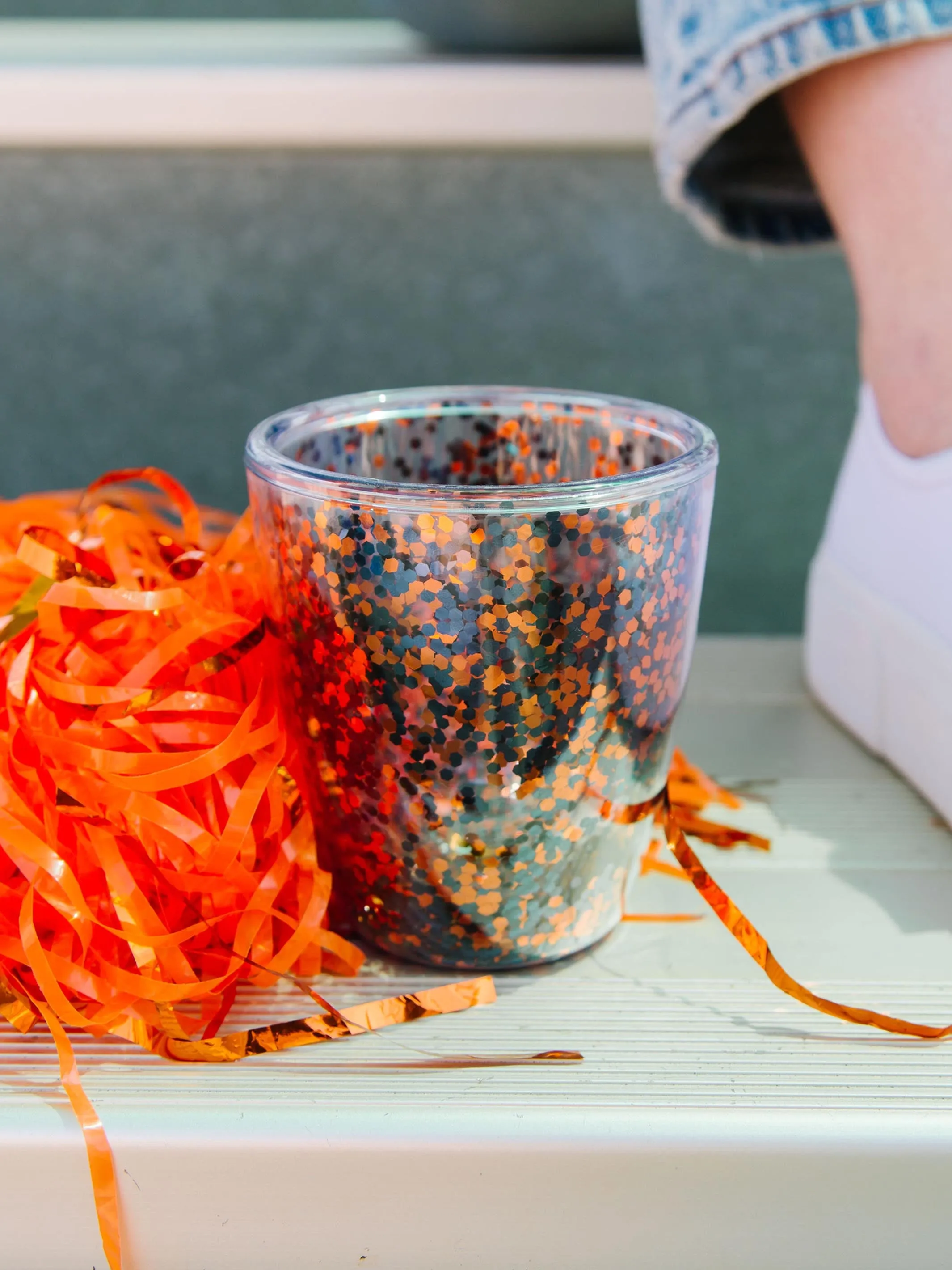 Gameday Glitter Acrylic Tumbler | Navy   Orange