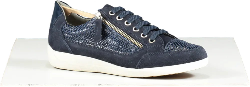 geox Navy Blue Respira Leather/suede Trainers BNIB UK 4 EU 37 👠