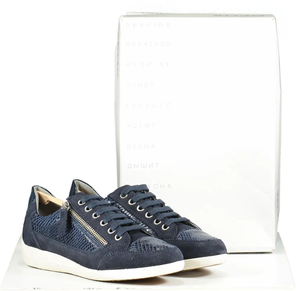 geox Navy Blue Respira Leather/suede Trainers BNIB UK 4 EU 37 👠