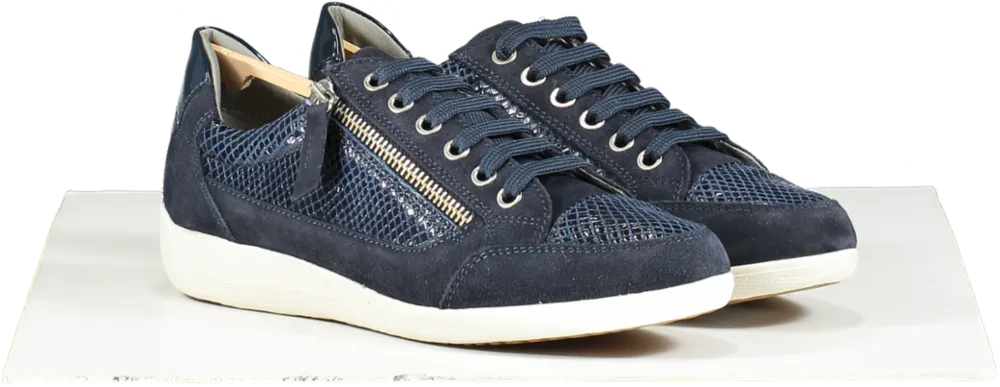 geox Navy Blue Respira Leather/suede Trainers BNIB UK 4 EU 37 👠